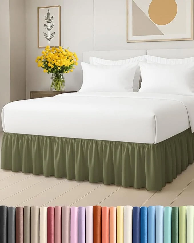 Authentic Bedskirt Full Size Ruffle - 15 inch Drop Dust Ruffle Bed Skirt with Platform - Soft Easy Fit Premium Hotel Quality - Wrinkle Fade amp Shrink Resistant - for Women Men Kids and Teens - Sage Green Reusable