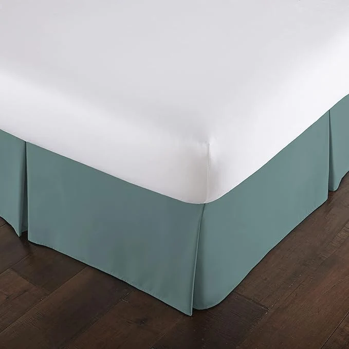 Next-Generation Southshore Fine Living Inc. Full Size Bed Skirt 14-Inch Drop Pleated Bed Skirt for Full Mattress Dust Ruffle for Full Size Bed Steel Blue Teal Contemporary