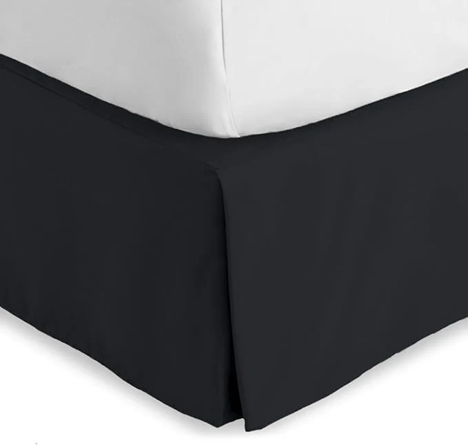 Outstanding Bare Home Full Bed Skirt - 15-Inch Tailored Drop Easy Fit - Bed Skirt for Beds - Center amp Corner Pleats Full Black Premium Material