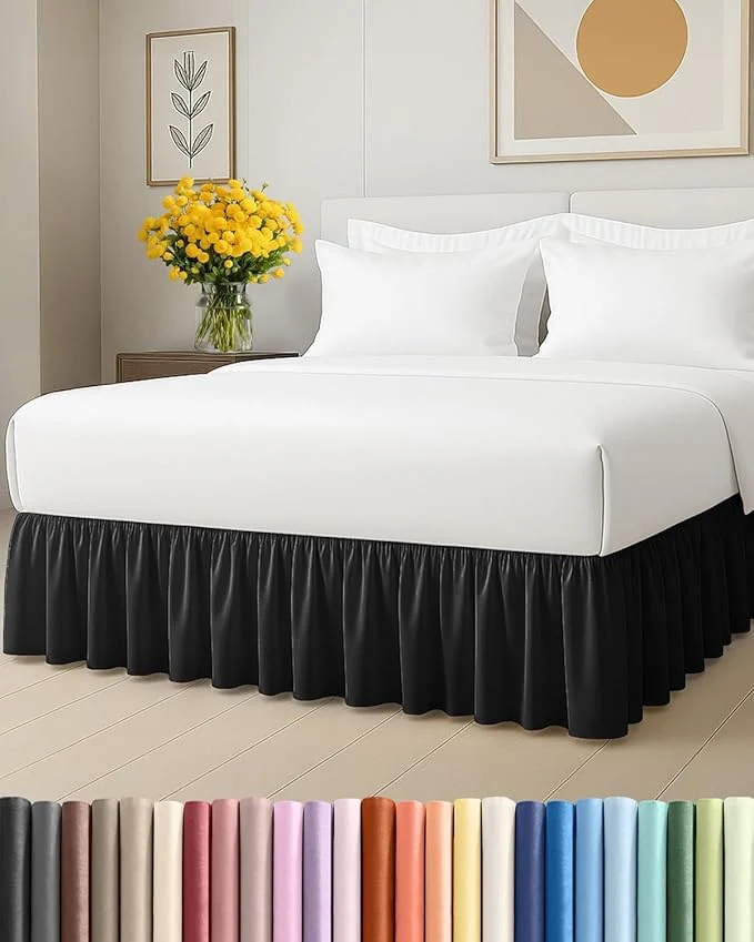 Comfortable Bedskirt Twin Size Ruffle - 18 inch Drop Dust Ruffle Bed Skirt with Platform - Ultra-Soft Easy Fit Premium Hotel Quality - Wrinkle Fade amp Shrink Resistant - for Women Men Kids and Teens - Black Artisan