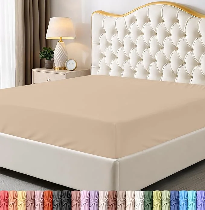 Long-Lasting Utopia Bedding King Fitted Sheet - Bottom Sheet - Deep Pocket - Soft Microfiber - Shrinkage and Fade Resistant - Easy Care -1 Fitted Sheet Only Beige Fine Crafted