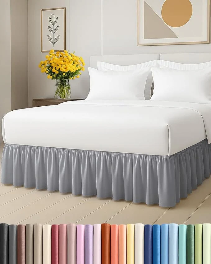 Durable Bedskirt King Size Ruffle - 15 inch Drop Dust Ruffle Bed Skirt with Platform - Soft Easy Fit Premium Hotel Quality - Wrinkle Fade amp Shrink Resistant - for Women Men Kids and Teens - Steel Blue Fine