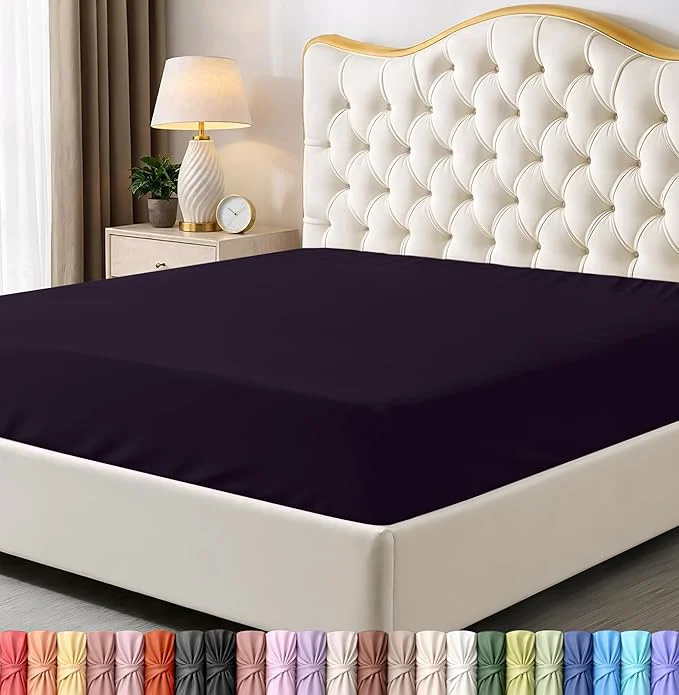 Smart Utopia Bedding Twin Fitted Sheet - Bottom Sheet - Deep Pocket - Soft Microfiber -Shrinkage and Fade Resistant-Easy Care -1 Fitted Sheet Only Purple Fashionable