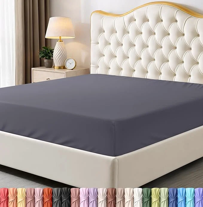 Healthy Utopia Bedding Full Fitted Sheet - Bottom Sheet - Deep Pocket - Soft Microfiber - Shrinkage and Fade Resistant - Easy Care -1 Fitted Sheet Only Grey Fine