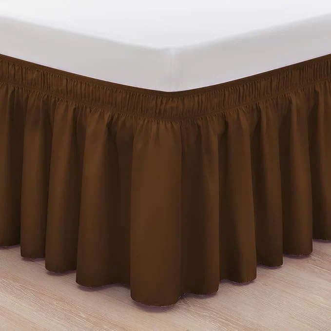Convenient RIMELA Bed Skirt Full Size 15 Inch Drop Elastic Bed Skirting for Bed Base and Frame Bedding Dust Ruffle Easy to Install Lightweight Wrap Around Adjustable Bedskirt Brown Outstanding