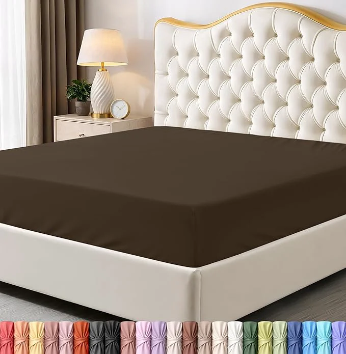 Organic Utopia Bedding King Fitted Sheet - Bottom Sheet - Deep Pocket - Soft Microfiber - Shrinkage and Fade Resistant - Easy Care -1 Fitted Sheet Only Brown Smooth