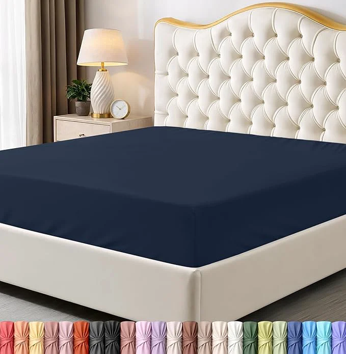 Certified Utopia Bedding King Fitted Sheet - Bottom Sheet - Deep Pocket - Soft Microfiber - Shrinkage and Fade Resistant - Easy Care -1 Fitted Sheet Only Navy Practical