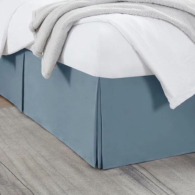 Eco-Friendly Nestl Stone Blue Full Bed Skirt - Full Size Bed Skirt 14 Inch Drop - Brushed Microfiber Bed Skirts - Hotel Quality Pleated Bed Skirt - Shrinkage amp Fade Resistant Specialty