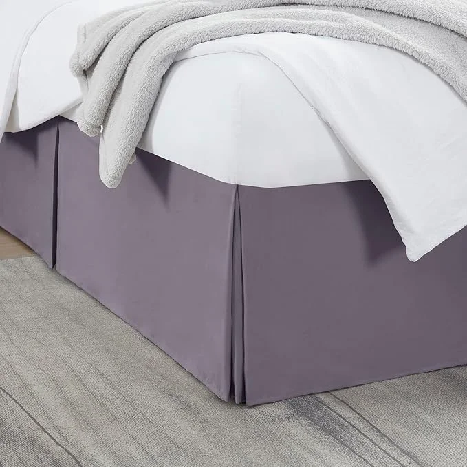 Trendy Nestl Grayish Purple Bed Skirt King Size - King Bed Skirt 14 Inch Drop - Brushed Microfiber Bed Skirts - Hotel Quality Pleated Bed Skirt - Shrinkage amp Fade Resistant Specialty