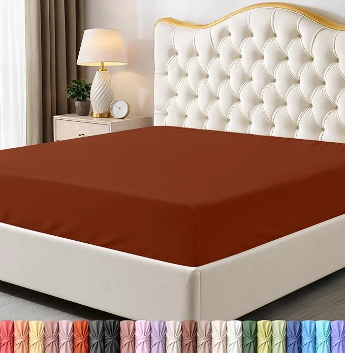 Casual Utopia Bedding Queen Fitted Sheet - Bottom Sheet - Deep Pocket - Soft Microfiber - Shrinkage and Fade Resistant-Easy Care -1 Fitted Sheet Only Orange Expertly Made