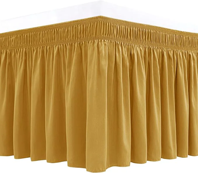 Contemporary Biscaynebay Wrap Around Bed Skirts for Queen Beds15 Drop Christmas Gold Adjustable Elastic Dust Ruffles Easy Fit Wrinkle amp Fade Resistant Silky Luxurious Fabric Machine Washable Dependable