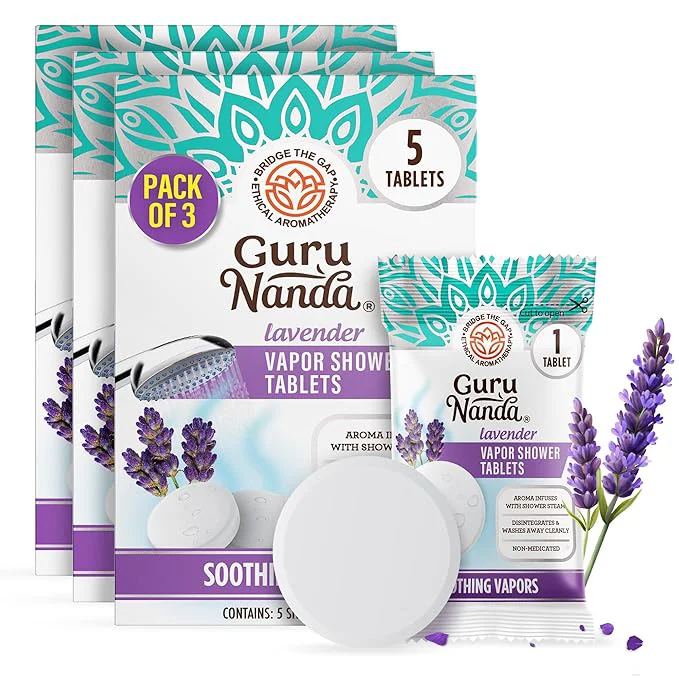 Breathable GuruNanda Lavender Vapor Shower Tablets Clean-Dissolving Aromatherapy Shower Luxury