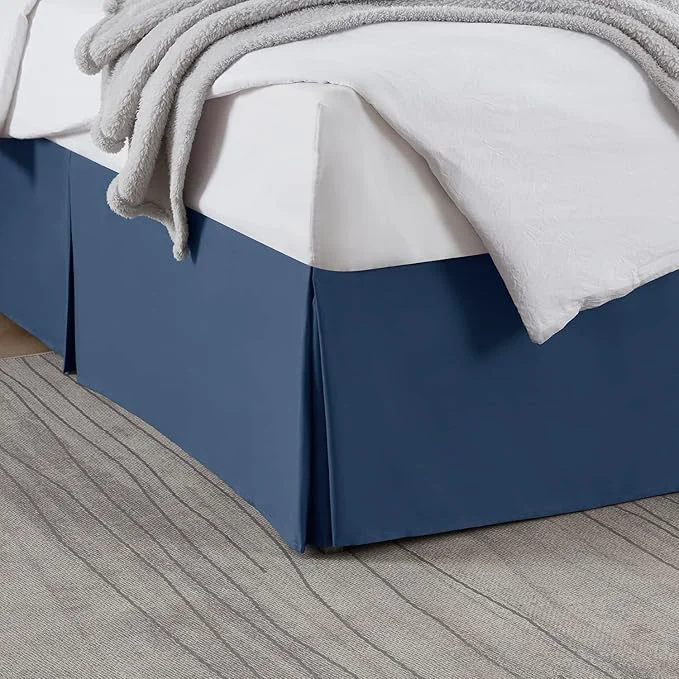 Recyclable Nestl Navy Blue Full Bed Skirt - Full Size Bed Skirt 14 Inch Drop - Brushed Microfiber Bed Skirts - Hotel Quality Pleated Bed Skirt - Shrinkage amp Fade Resistant Enhanced