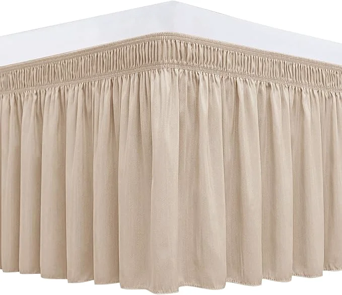 Powerful Biscaynebay Wrap Around Bed Skirts for King amp Cal King Beds 19 quot Long Drop Sand Adjustable Elastic Dust Ruffles Easy Fit Wrinkle Resistant Silky Luxurious Fabric Machine Washable Environmentally Friendly