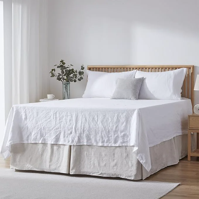 Fast Simple amp Opulence Premium Linen Bed Skirt Basic Style 18 inch Tailored Drop Dust Proof Easy Fit Breathable 18 39 39 Basic-Linen King Premium Material