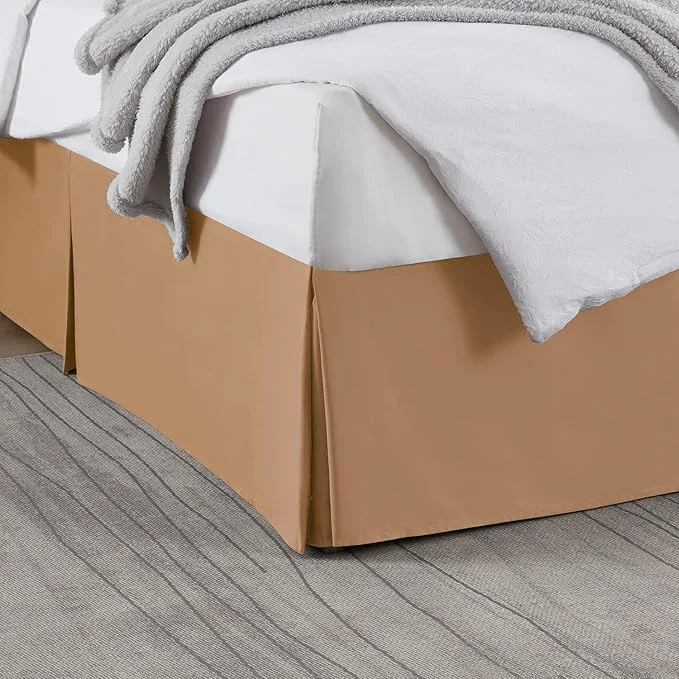 Durable Nestl Light Brown Bed Skirt Queen Size - Queen Bed Skirt 14 Inch Drop - Brushed Microfiber Bed Skirts - Hotel Quality Pleated Bed Skirt - Shrinkage amp Fade Resistant Unique