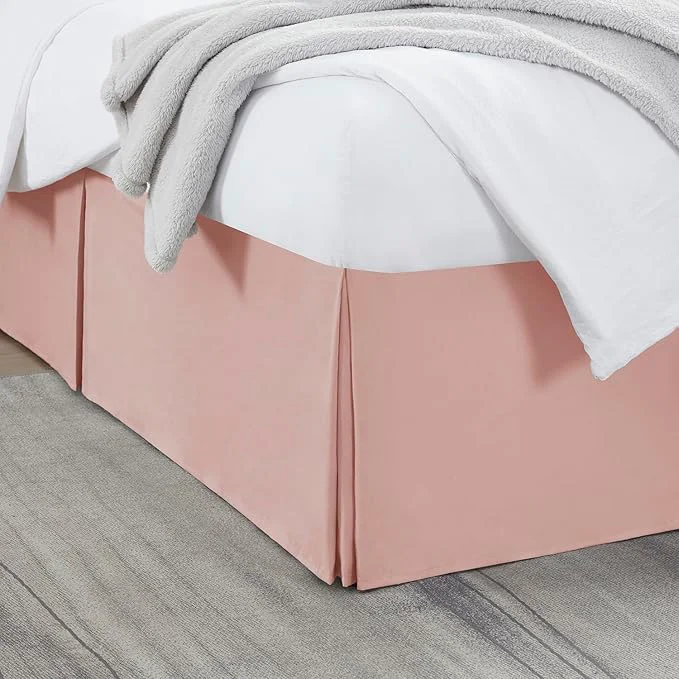 Premium Nestl Peach Beige Full XL Bed Skirt - Full XL Size Bed Skirt 14 Inch Drop - Brushed Microfiber Bed Skirts - Hotel Quality Pleated Bed Skirt - Shrinkage amp Fade Resistant Fine Crafted