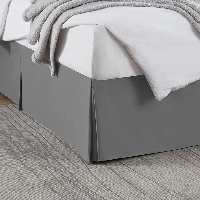 Efficient Nestl Grey Blue Bed Skirt Cal King Size - Cal King Bed Skirt 14 Inch Drop - Brushed Microfiber Bed Skirts - Hotel Quality Pleated Bed Skirt - Shrinkage amp Fade Resistant Excellent