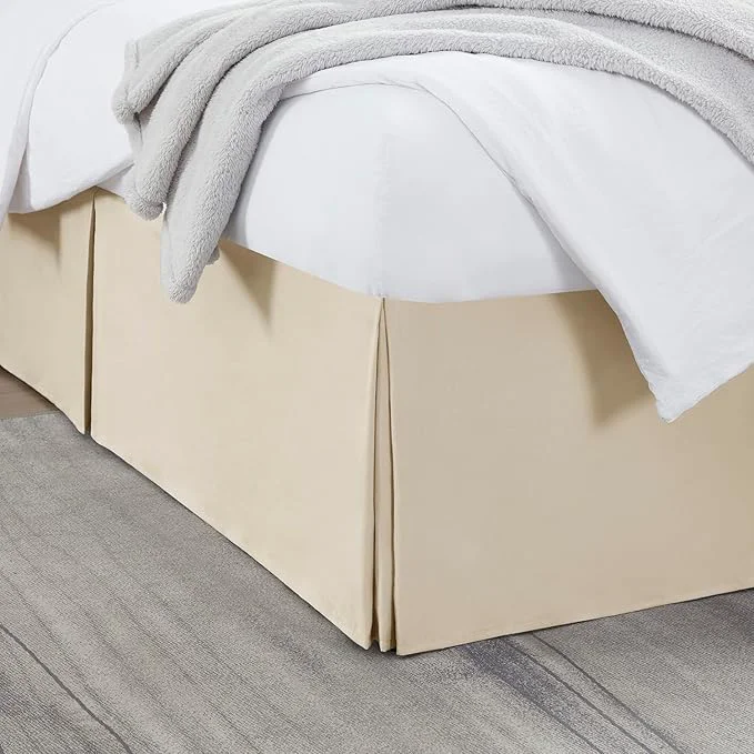 Smooth Nestl Cream Bed Skirt Cal King Size - Cal King Bed Skirt 14 Inch Drop - Brushed Microfiber Bed Skirts - Hotel Quality Pleated Bed Skirt - Shrinkage amp Fade Resistant Top-Quality