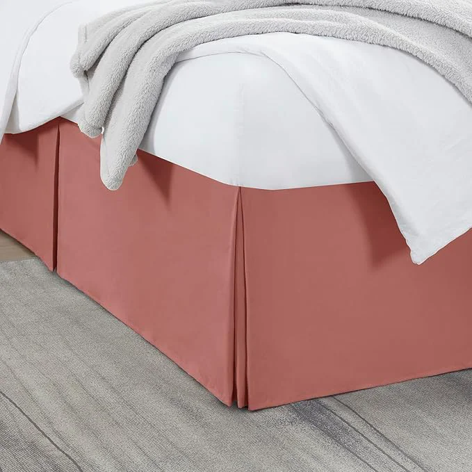 Pure Nestl Pink Clay Bed Skirt King Size - King Bed Skirt 14 Inch Drop - Brushed Microfiber Bed Skirts - Hotel Quality Pleated Bed Skirt - Shrinkage amp Fade Resistant Exceptional