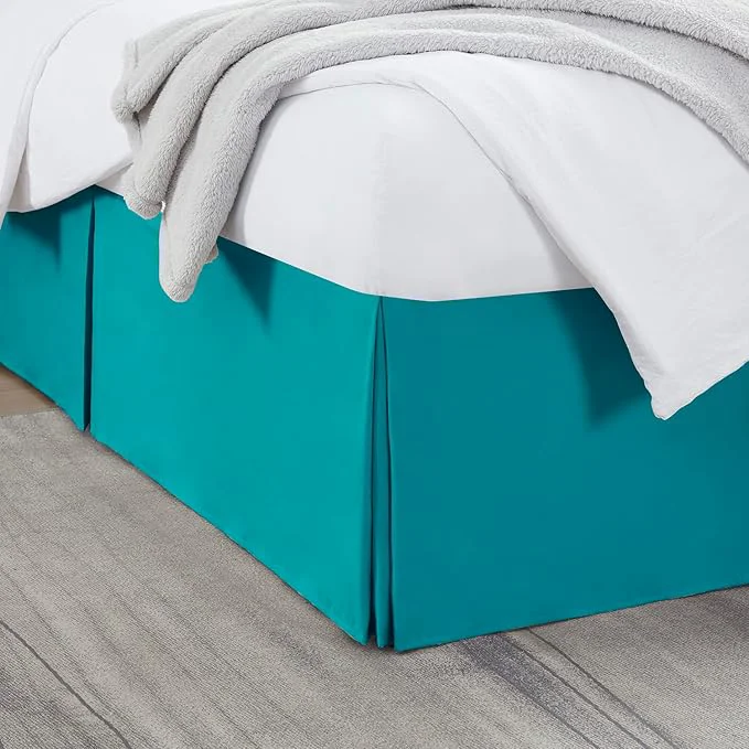 Fine Crafted Nestl Teal Full XL Bed Skirt - Full XL Size Bed Skirt 14 Inch Drop - Brushed Microfiber Bed Skirts - Hotel Quality Pleated Bed Skirt - Shrinkage amp Fade Resistant Outstanding