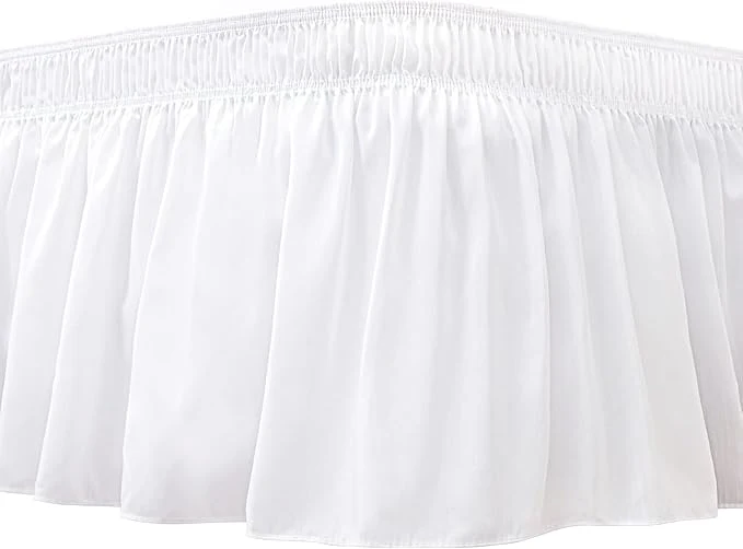 High-Performance Biscaynebay Wrap Around Bed Skirts for Queen Size Beds with Extra Long Drop of 21 quot White Adjustable Elastic Dust Ruffles Easy Fit Wrinkle Resistant Silky Luxurious Fabric Machine Washable Official