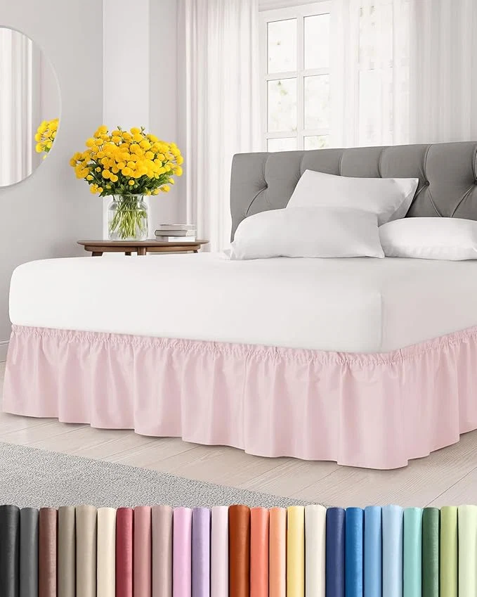 Exceptional Wrap Around Dust Ruffle Bed Skirt - Lavender Pink - Twin Twin XL Size Beds w 12 Inch Drop - Easy Fit Elastic - Adjustable Pleated Bedskirt w Brushed Fabric - Wrinkle Women Men Kids amp Teens High-Quality