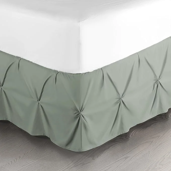 Carefully Designed Nestl Sage Green Bed Skirt Full Size Pinch Pleat Full Bed Skirt 14 quot Inch Drop Full Bedskirt Hotel Quality Sage Green Bed Skirts Premium Microfiber Bedskirt for Full Bed Sage Green Full Bed Skirt
