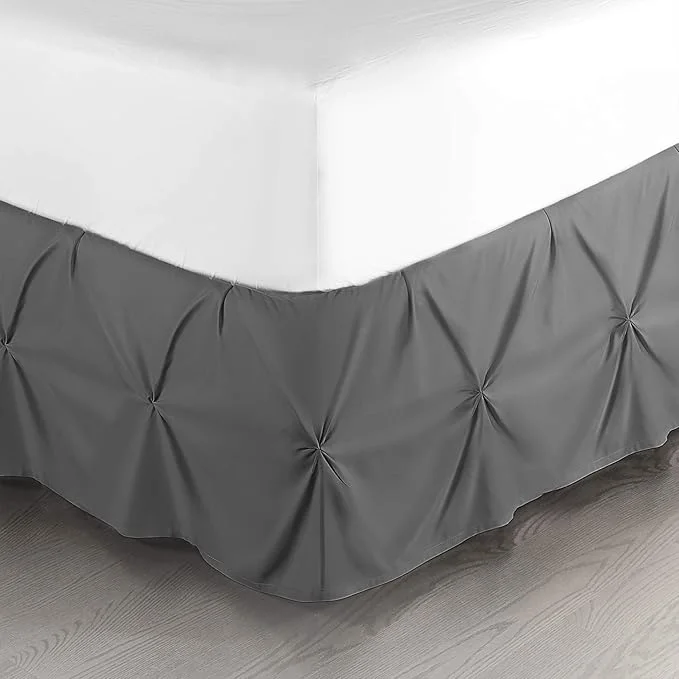 Selected Nestl Grey Bed Skirt Cal King Size Pinch Pleat Cal King Bed Skirt 14 quot Inch Drop Cal King Bedskirt Hotel Quality Grey Bed Skirts Microfiber Bedskirt for Cal King Bed Grey Cal King Bed Skirt Powerful