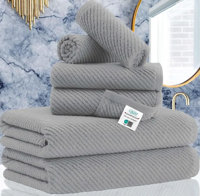 Carefully Designed VOOVA MOVAS Grey Bathroom Towel Sets Convenient