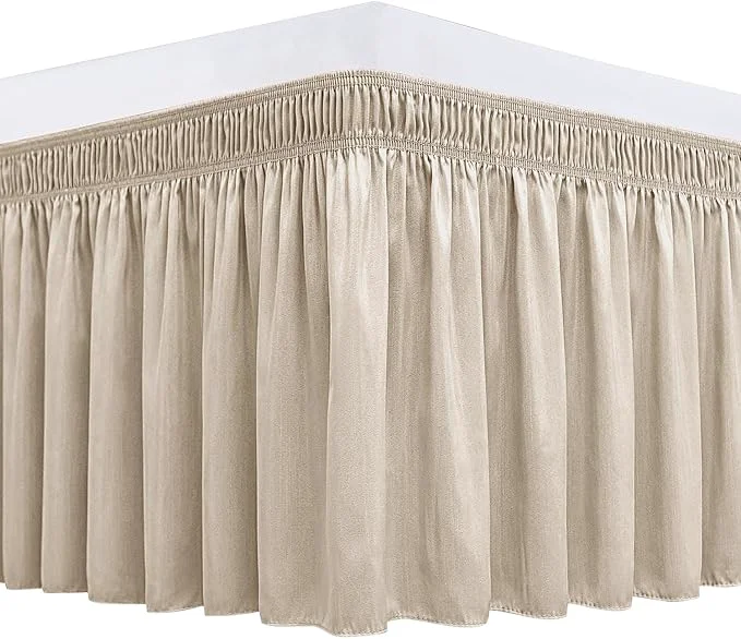 Advanced Biscaynebay Wrap Around Bed Skirts for Full amp Full XL Beds 22 quot Long Drop Light Camel Adjustable Elastic Dust Ruffles Easy Fit Wrinkle Resistant Silky Luxurious Fabric Machine Washable Solid