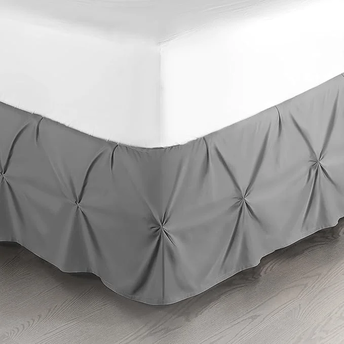 Easy-to-Use Nestl Dark Grey Bed Skirt Cal King Size Pinch Pleat Cal King Bed Skirt 14 quot Inch Drop Cal King Bedskirt Hotel Quality Grey Bed Skirts Microfiber Bedskirt for Cal King Bed Grey Cal King Bed Skirt Durable