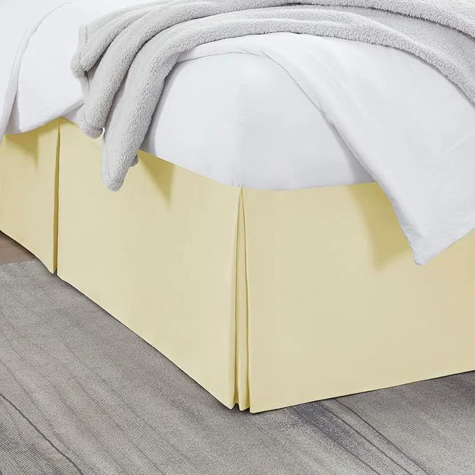 Exclusive Nestl Vanilla Yellow Bed Skirt Queen Size - Queen Bed Skirt 14 Inch Drop - Brushed Microfiber Bed Skirts - Hotel Quality Pleated Bed Skirt - Shrinkage amp Fade Resistant Contemporary
