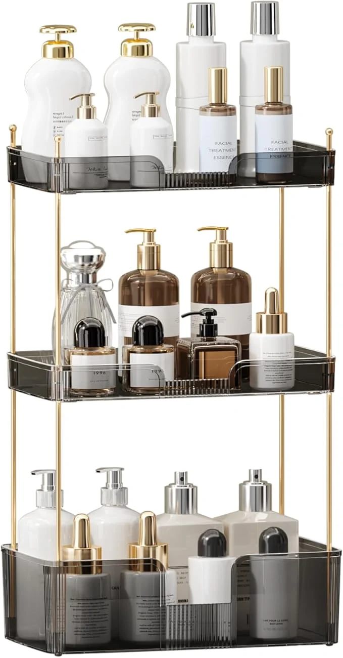 Smooth Akinbas 3 Tier Bathroom Organizer Countertop Makeup Perfume Tray Skincare Flexible