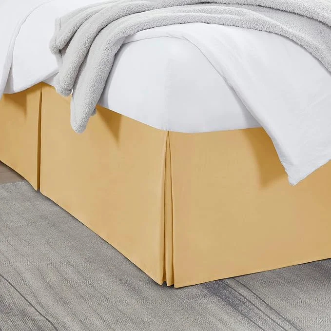 Next-Generation Nestl Gold Bed Skirt Queen Size - Queen Bed Skirt 14 Inch Drop - Brushed Microfiber Bed Skirts - Hotel Quality Pleated Bed Skirt - Shrinkage amp Fade Resistant High-Quality