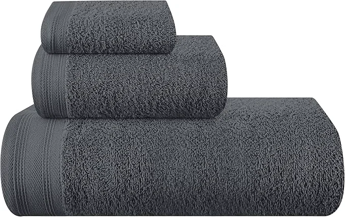 Premium Ultra Soft 3 Pack Cotton Towel Set Contains a Bath Towels 28x55 inch a Hand Traditional