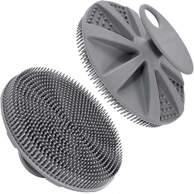 Practical INNERNEED Food-Grade Soft Silicone Body Scrubber Shower Brush Handheld Natural