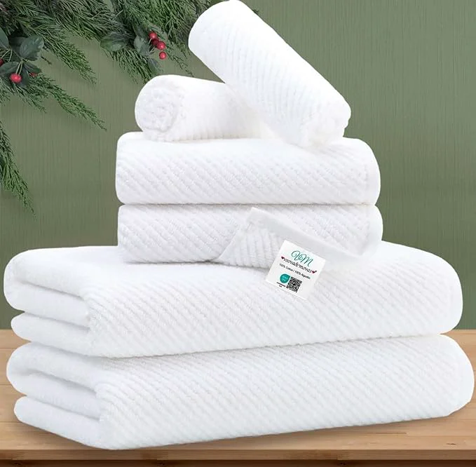 Elegant VOOVA MOVAS White Towels Bathroom Sets Solid
