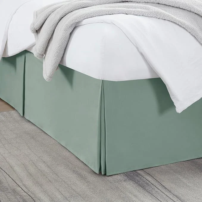 Eco-Friendly Nestl Sage Green Full XL Bed Skirt - Full XL Size Bed Skirt 14 Inch Drop - Brushed Microfiber Bed Skirts - Hotel Quality Pleated Bed Skirt - Shrinkage amp Fade Resistant Fast