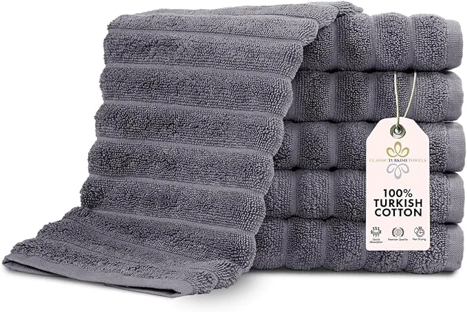 Certified Classic Turkish Towels CTT Luxurious Turkish Cotton Washcloths 6 Pack