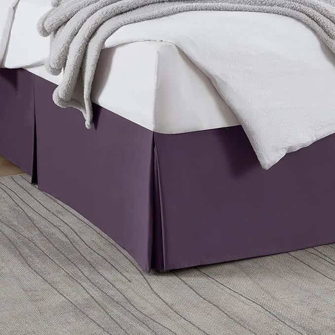 High-End Nestl Dark Purple Twin Bed Skirt - Twin Size Bed Skirt 14 Inch Drop - Brushed Microfiber Bed Skirts - Hotel Quality Pleated Bed Skirt - Shrinkage amp Fade Resistant Versatile