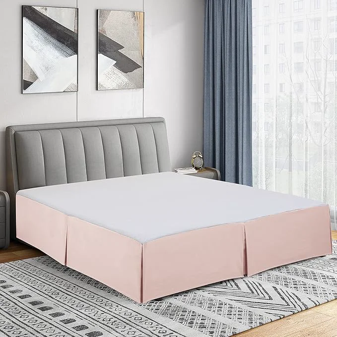 Detailed Cathay Home Double Brushed Microfiber Pleated Easy Fit Bed Skirt Ultra Soft Fade and Wrinkle Resistant - Blush Queen Trusted