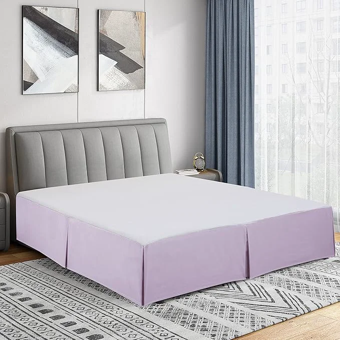 Relaxed Cathay Home Double Brushed Microfiber Pleated Easy Fit Bed Skirt Ultra Soft Fade and Wrinkle Resistant - Lavender King Luxury