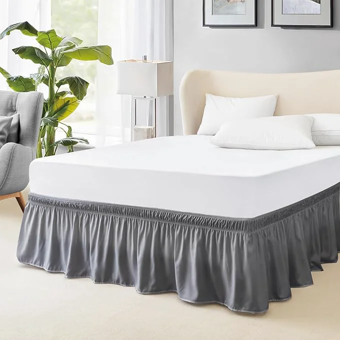 Breathable FreshCulture King Bed Skirt Dust Ruffle for King Size Bed Easy Fit with 18-Inch Tailored Drop Elastic Wrap Around Bed Skirt King Size Hotel Quality Bed Skirts for Adjustable Bed Dark Grey Official
