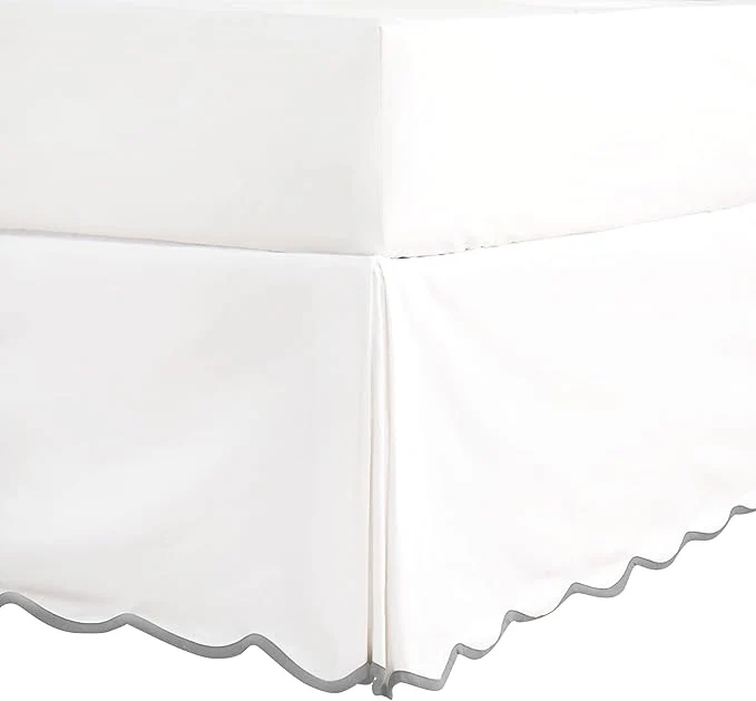 First-Class HIG Off White Chic Queen Bed Skirt - Easy Fit Scallop Edge Pleated Bedskirts 14 Inch Drop Anti-Slip Dust Ruffle Thick Fabric for Enhanced Privacy Pre-Washed for Long-Lasting Use N60022 Original Design