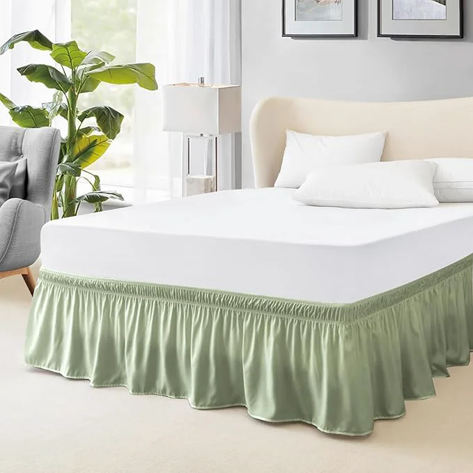 Efficient FreshCulture Twin Bed Skirt Elastic Wrap Around Bed Skirt Twin Size Bed Skirts for Adjustable Bed Easy Fit with 22 Inch Drop Length Hotel Quality Dust Ruffle for Twin Bed Sage Green Relaxed