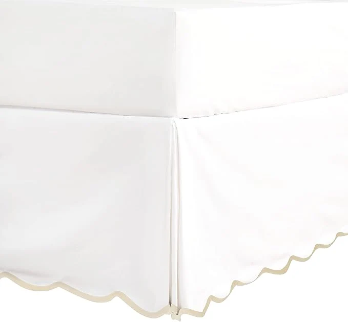 Fine Crafted HIG Off-White Chic Full Bed Skirt - Easy Fit Scallop Edge Pleated Bedskirts 14 Inch Drop Anti-Slip Dust Ruffle Thick Fabric for Enhanced Privacy Pre-Washed for Long-Lasting Use N60022 Fashionable