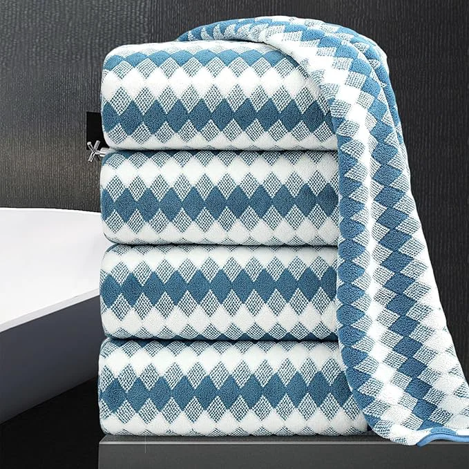 Exceptional 4 Piece Bath Towel Set Oversized Bath Sheet 35 x70 Bathroom Towel Extra Large Relaxed