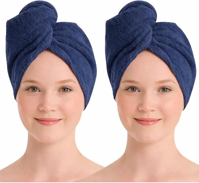 Reliable Turkish Cotton Hair Towel Wrap 2 Pack – Oeko-TEX Quick Dry Turban Traditional