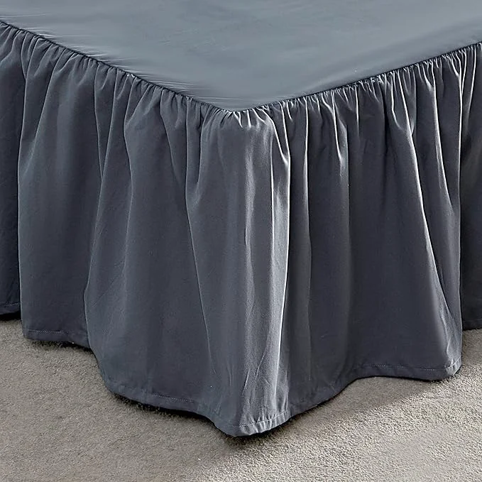 Smooth SLEEP ZONE Ruffled Bed Skirts Full Size Anti-Static Bedskirt Dust Ruffles with 15 inches Tailored Drop Easy Fit Fade Resistant Grey Full Elite